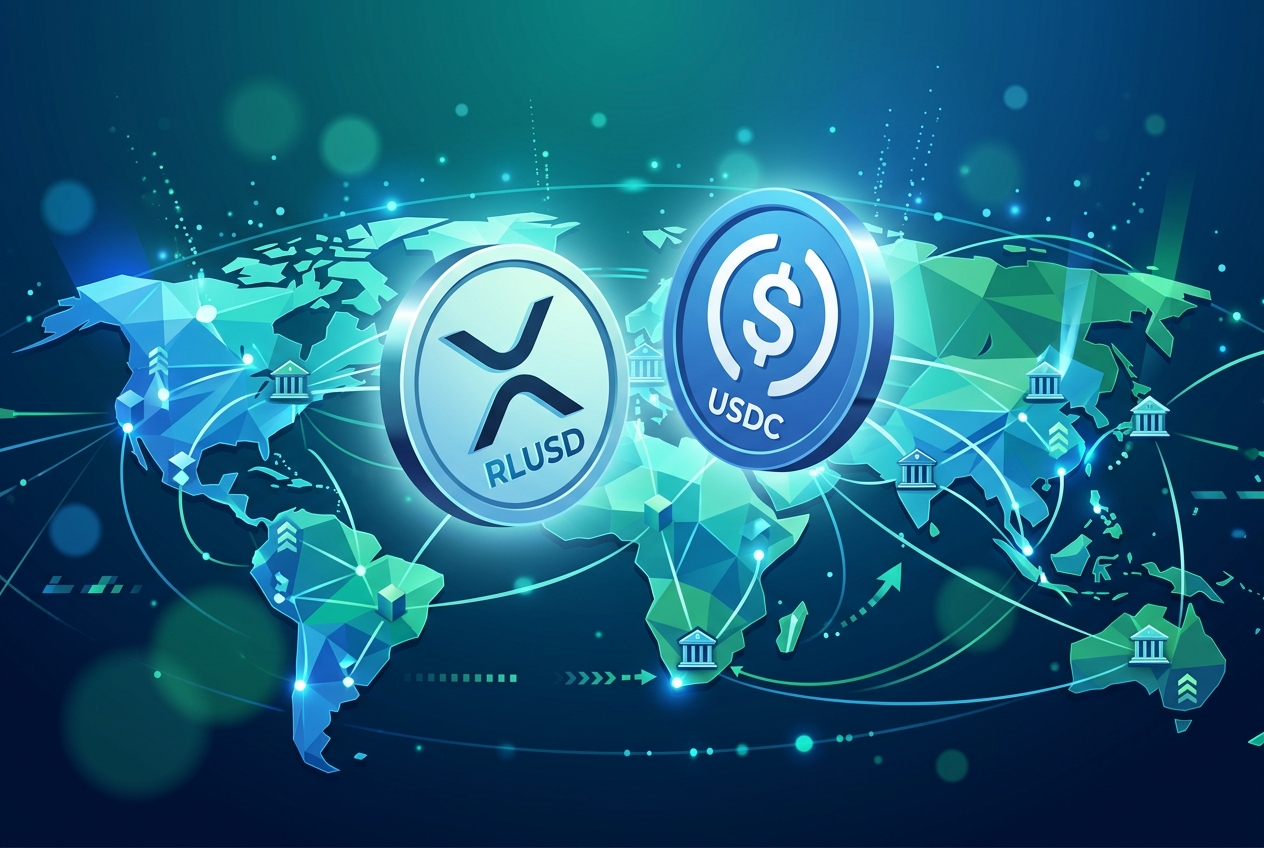 RLUSD vs USDC Stablecoins Over Globe