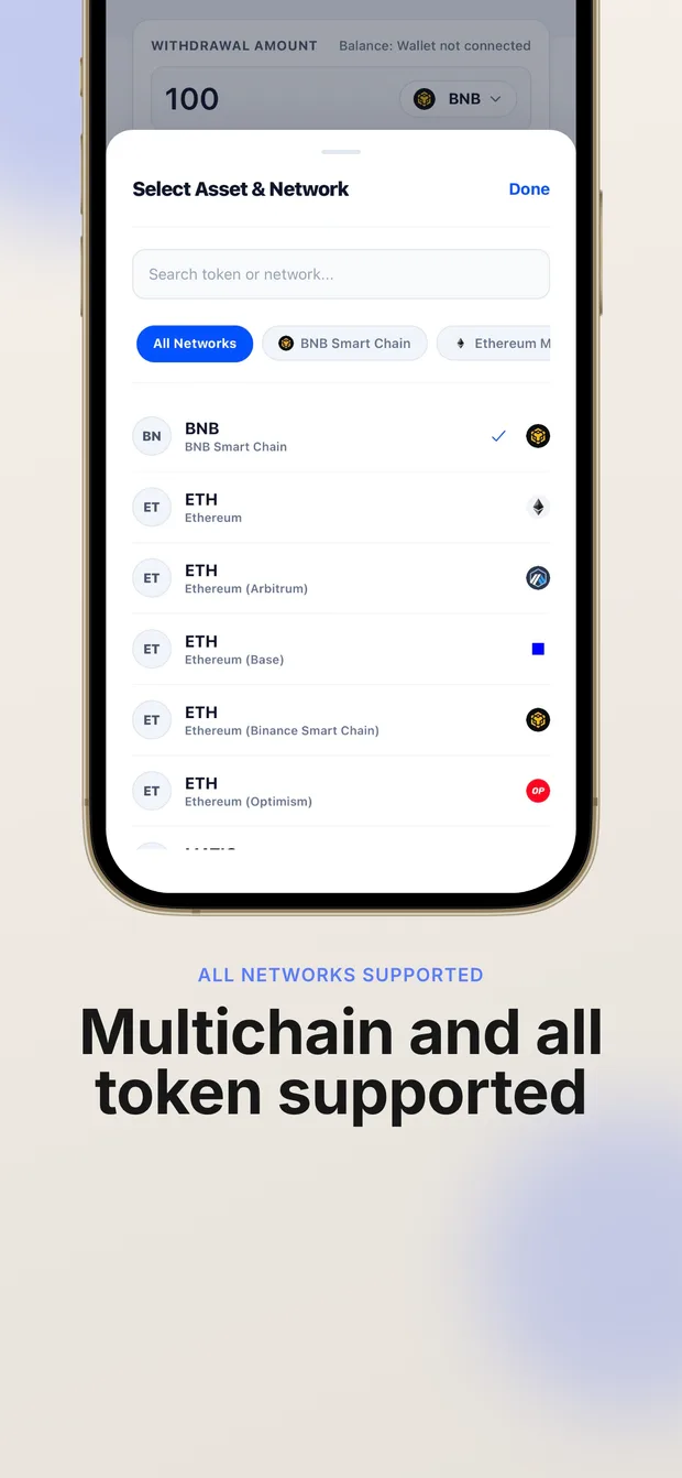 XRPay mobile multi-chain assets screen