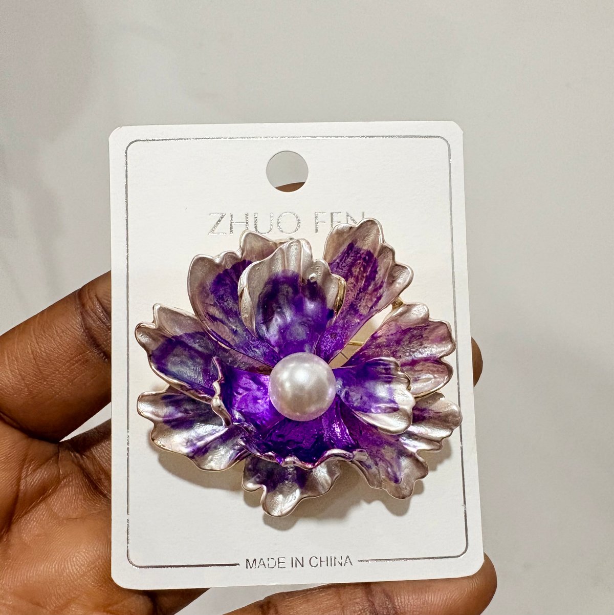 Ethnic Style Peony Flower Brooch - Purple