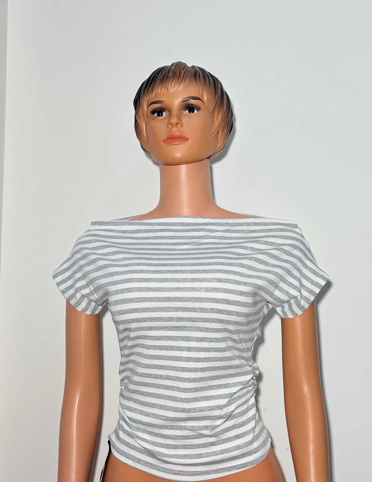 Striped Off-Shoulder Top - White